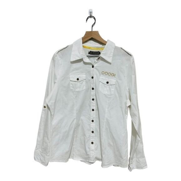 COOGI White Embellished Button Down Shirt Size 1X - Picture 1 of 12